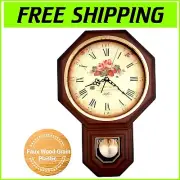 Traditional Schoolhouse Pendulum Clock with Westminster Chimes & Silent Feature