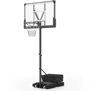 Costway 367cm Portable Basketball Hoop Stand Adjustable Ring System w/Impact Resistant Backboard & Fillable Base Teenager Black