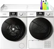 I'Ezonk Heavy Duty Stainless Steel Washer Dryer Countertop, White, Countertop Appliance, Washer Dryer, Laundry Room Topper, Non-Slip Pads