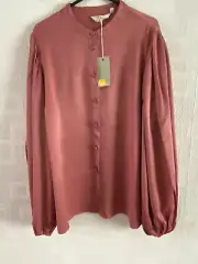 BODEN Rose satin Blouson Sleeve shirt size 16 NEW.....T1095
