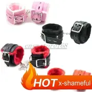 Plush Leather Handcuffs Lockable Wrist Restraint Ankle Cuffs Toy Roleplay Couple