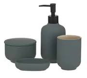 Academy Becket Bathroom Set 4 Pce / Green & Black