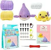 Shark Octopus Crochet Kit - Craft Shark Octopus Fish Complete Tool,Animal Lovers Crocheting Art for Children and Adults for Living Room, Dormitory