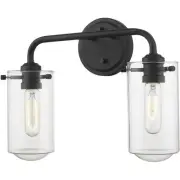 Z-Lite 471-2V-MB Delaney 2 Light 15 inch Matte Black Vanity Wall Light