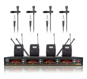 Four Lapel/Lavalier UHF Wireless Microphones, For Sennheiser Stage Performance
