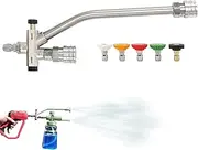 Double Connector Power Washer Wand | Pressure Washer Double Tip Attachment - with 5 Sprayer Nozzles, Ergonomic Design, Adjustable Modes for Car Wash Home Cleaning