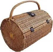 Home Kitchen Picnic Basket Outdoor Portable Woven Wicker Picnic Baskets for 2 Person Barrel with Lid Camping Picnic Fruit Basket Vegetable Baskets