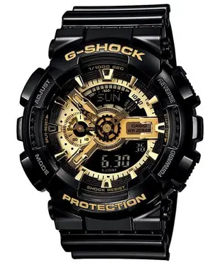 【金台鐘錶】（台灣公司貨）CASIO卡西歐G-SHOCK 黑金狂潮   GA-110GB-1 GA-110GB-1A