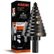 #5 HSS Step Drill Bit Set 1/4-1 3/8" with 3/8 Shank - Black Oxide Finish for Met