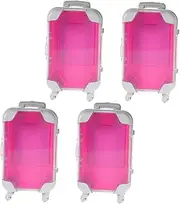 [Gogogmee] 4pcs Box Mini Storage Box Makeup Luggage Organizer Door Hinge Door Plug Extra-Long Door Plug Chain Glasses Chain Small Decorative Wish Bottle Eyelash Suitcase Bulk Rosy Abs