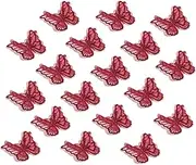 uxcell 20Pcs Butterfly Appliques Embellishments, 2 inches Double Layer Lace Organza Butterfly Patches Sew On Appliques for Wedding Bride Dress Clothes Hat Curtain, Wine Red