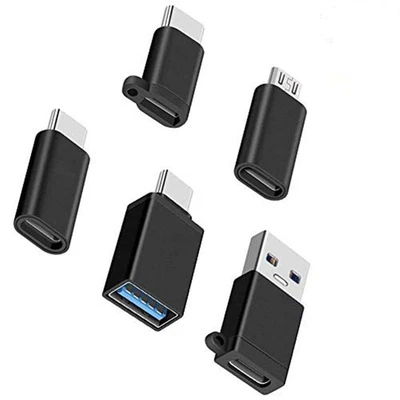 KLJ USB-C Adapters, Type C to Micro USB 3.0 Pack of 5, Black