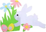 SECFOU Easter Egg Rabbit Door Sticker Decorative Nonwovens Bunny Ornament Spring Eater Decoration Nonwovens Bunny Door Decor Egg Favor Rabbit DIY Window Applique DIY Pink Non-Woven Fabric