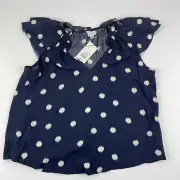 A New Day Blouse Womens Small Blue White Polka Dot