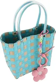 Ipetboom Woven Picnic Basket Tote Bag Multi Functional Colored Storage Container for Fruits Vegetables and More Durable Material for Outdoor Use and Shopping