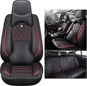DENGFU Compatible with Car Seat Covers Universal Full Set Accessories for Renault Clio Duster Clio 4 EspaceLeon Ibiza Mitsubishi Lancer X Pajero Outlander Lancer Subaru、black red luxury