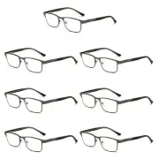 7 PK Mens Metal Frame Blue Light Blocking Reading Glasses Spring Hinge Readers