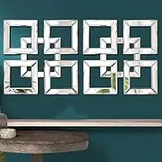QMDECOR 2 Pack Silver Mirrored Square Wall-Mounted Mirrors Modern Glam Accent Decor for Home