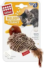 Gigwi Melody Chaser Bird with Motion Activated Sound Chip Cat Toy, Multicolour