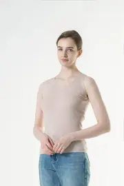 Merinosnug Superfine Wool V-Neck Sleeveless Top – 100% Wool Super Fine Rib Knit, Natural / S