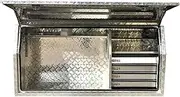 Aluminium Toolbox Checkerplated Design Heavy Duty Black Weather Proof Metal UTE Storage Organizer Full Open Door With 4 Internal Drawers, Lock and Keys - Black170CM X 60CM X 80CM (Sliver)