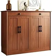 Freestanding Vintage Chinese Wooden Shoe Cabinet Corridor Entrance Double Door Large Capacity Storage Shoe Cabinet Home Use Shoe Cupboard