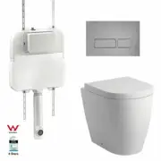 In Wall Concealed Cistern Toilet Rimless floor mount Pan matte chrome buttons