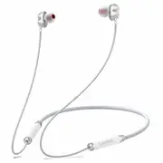 HE08 HIFI Stereo Earphone 4 Speakers Dual Dynamic Wireless Headset Bluetooth 5.0 Neckband Sports Running - White