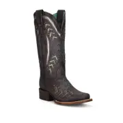 Corral Ladies Embroidery & Studs Grey Laser Square Toe Boots Z5010