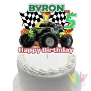 Grave Digger Monster Jam Truck Cake Topper Personalised Lolly Loot Bag Bunting