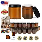 Versatile 4 oz Amber Glass Jars with Labels – Perfect for Moisturizers & Samples
