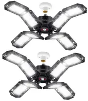 2 Pack LED Garage Light,Super Bright Screw in E26/E27 Ceiling Shop Work Lamp,