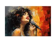 Girl Singing Modern Art Canvas Print