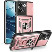 Compatible with Tecno Pova 6 Neo 5G / Spark 30 5G Magnetic Bracket [PC+TPU] 2 in 1 Slide Lens Kickstand Pink