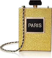 [WEDDINGHELPER] Women Acrylic Transparent Paris Perfume Shape Evening Bags Purses Clutch Vintage Banquet Handbag