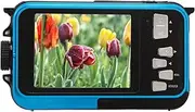2.7K 48MP Dual Screens Waterproof Underwater Digital Camera, 10ft Water Resistant, Built-in Battery, with 10ft Waterproof, for Underwater (Blue)