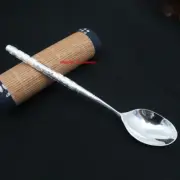 Solid 999 Fine Silver Spoon 福 Pattern Round Handle Dinner Spoon 6.29inch