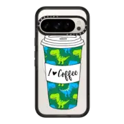 Google Pixel 9 Pro Impact Magnetic Case T-Rex Dinosaur Pattern Coffee Tumbler Cup Blue Green (PATTTREX1-A)
