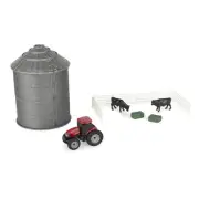 ERTL 1/64 Case IH Grain Bin Set: Tractor, Cattle, Hay Bales & Fence 44458