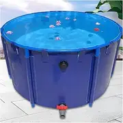 PVC Canvas Fish Pond, Above Ground Pools with Frame, Pools for Ponds Fish Tank Koi Goldfish, Foldable Water Storage Tank for Aquaculture Reservoir(1x0.8m)
