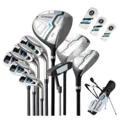 Costway15-Piece Complete Golf Equipment Set for Beginners and Professionals-White