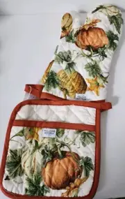 Nwt Williams Sonoma Harvest Pumpkin Patch Mitt & Pot holder mitten Set Fall