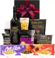 Happy Hour Gift Hamper - Wine, Crackers, Nuts & Cheese - Wine Party Gift Box ...