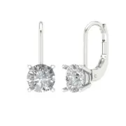 2.1ct Round Cut VVS1 Lever back Drop Dangle Solitaire Earrings 14k White Gold