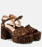 [Gianvito Rossi] Gianvito Rossi 35 leopard-print leather platform sandals AU 7 brown
