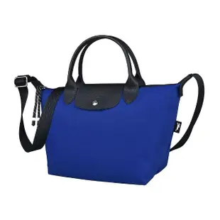 【LONGCHAMP】LONGCHAMP LE PLIAGE ENERGY壓印LOGO再生尼龍短把拉鍊斜背包(小/鈷藍)