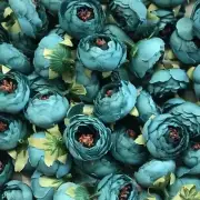 Artificial Silk Flower Heads - Teal Peony Style 27 - 5 Pack