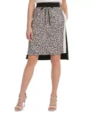 $79 DKNY Women's Colorblocked Pull On Skirt B & W Print Size M