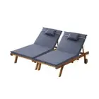 Sun Lounger Wicker Lounge Day Bed Wheel Patio Outdoor Furniture