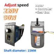220V AC Gear Reversible Variable 90W 5-470 RPM Speed Controller Electric Motor